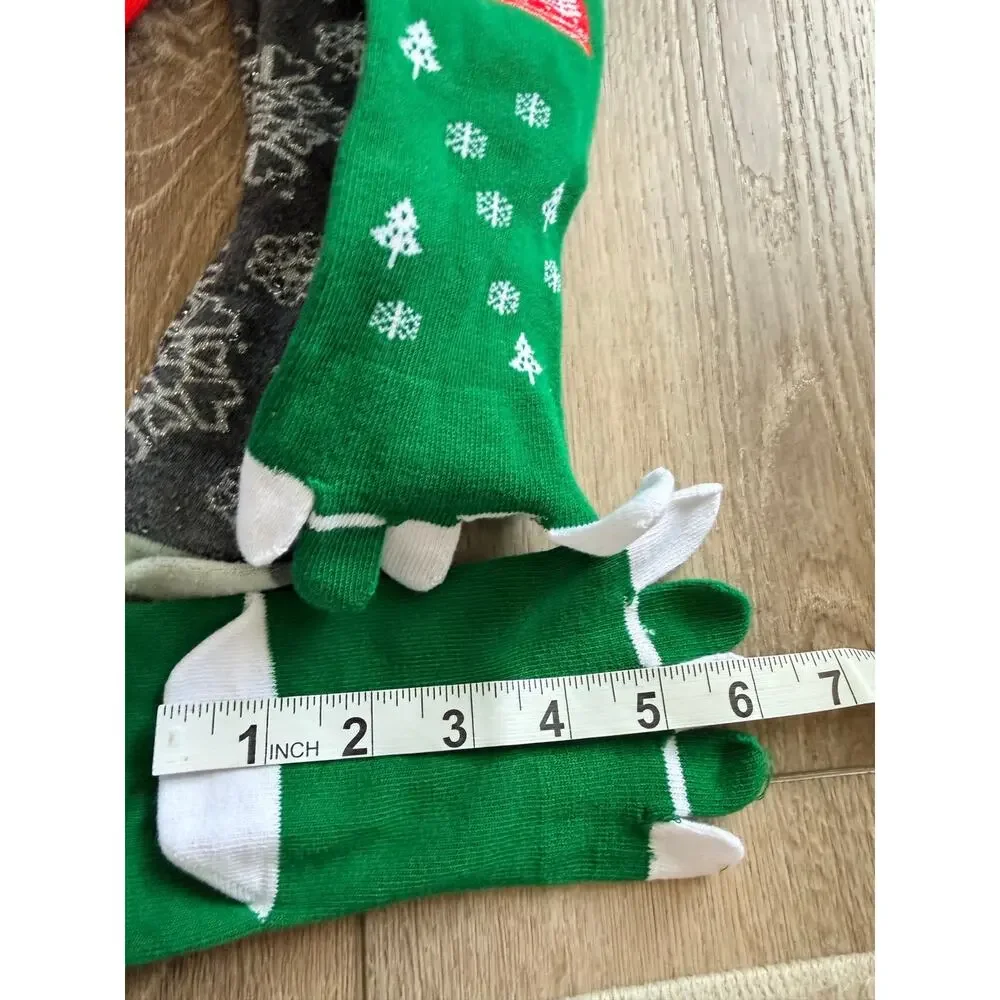 Cozy Christmas Toe Socks & Snowflake Pair - Youth US Size 13-3 Festive Bundle